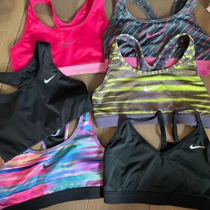 Nike Women's Lot of 6 Dri-Fit Sports Bras Medium Support size S small M medium